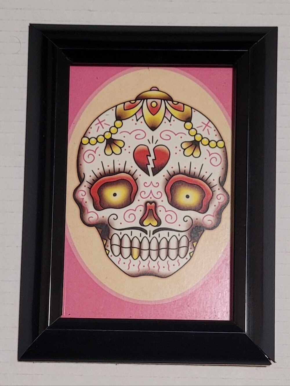 Pink Sugar Skull Framed Gothic Art Print
